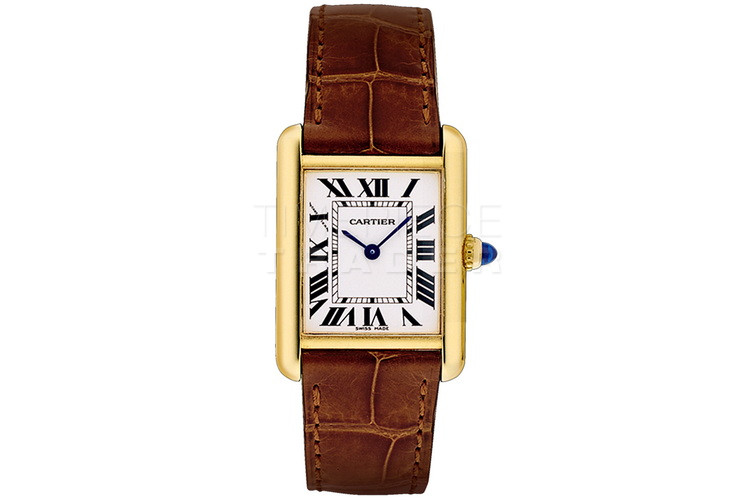 Cartier Tank Louis Small Yellow Gold Brown Strap Ladies Watch W1529856 in  2023